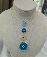 Round Glass Evil Eye Bead Sterling Silver Necklace